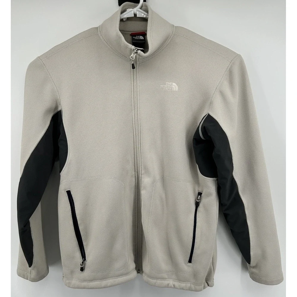 The North Face Fleece Jacket Full Zip Beige Long Sleeve Men's Size Large
